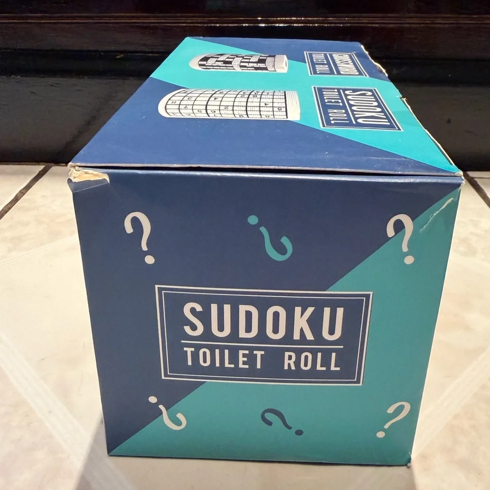 Crossword and Sudoku Toilet Roll Set - Blue and White